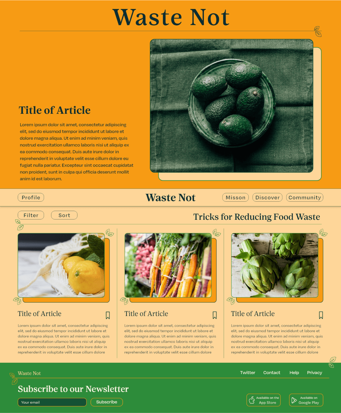 desktop view of website homepage