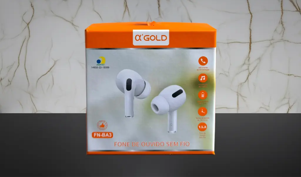 Caixa fone de ouvido sem fio α'GOLD FN-BA3 branco, "Fone de Ouvido Sem Fio" com até 6 horas de conversação e Bluetooth v5.3