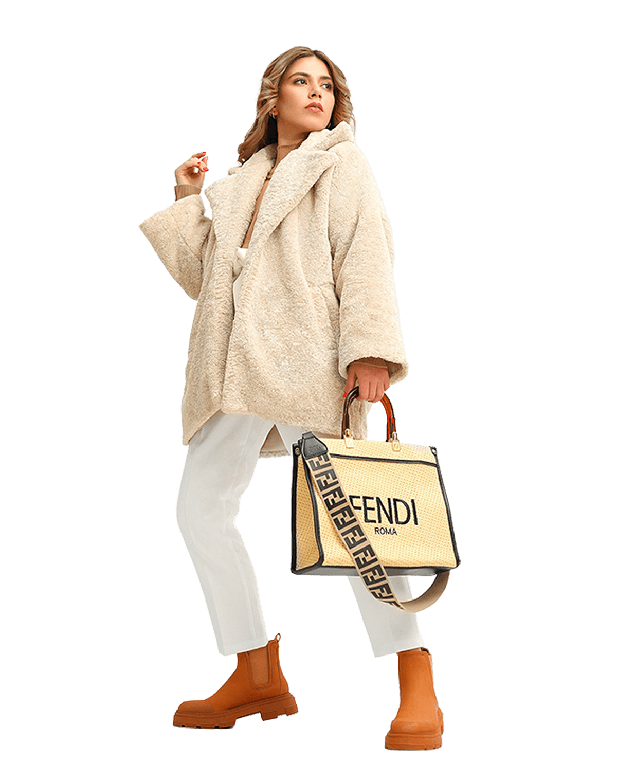 Une femme avec un sac a main de luxe