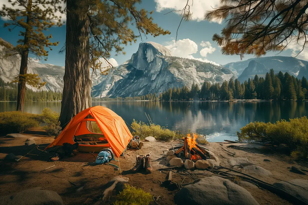 Yosemite lake campsite