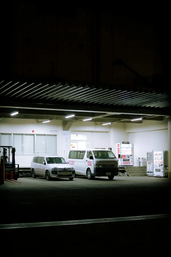 Delivery vans at a logistics facility
