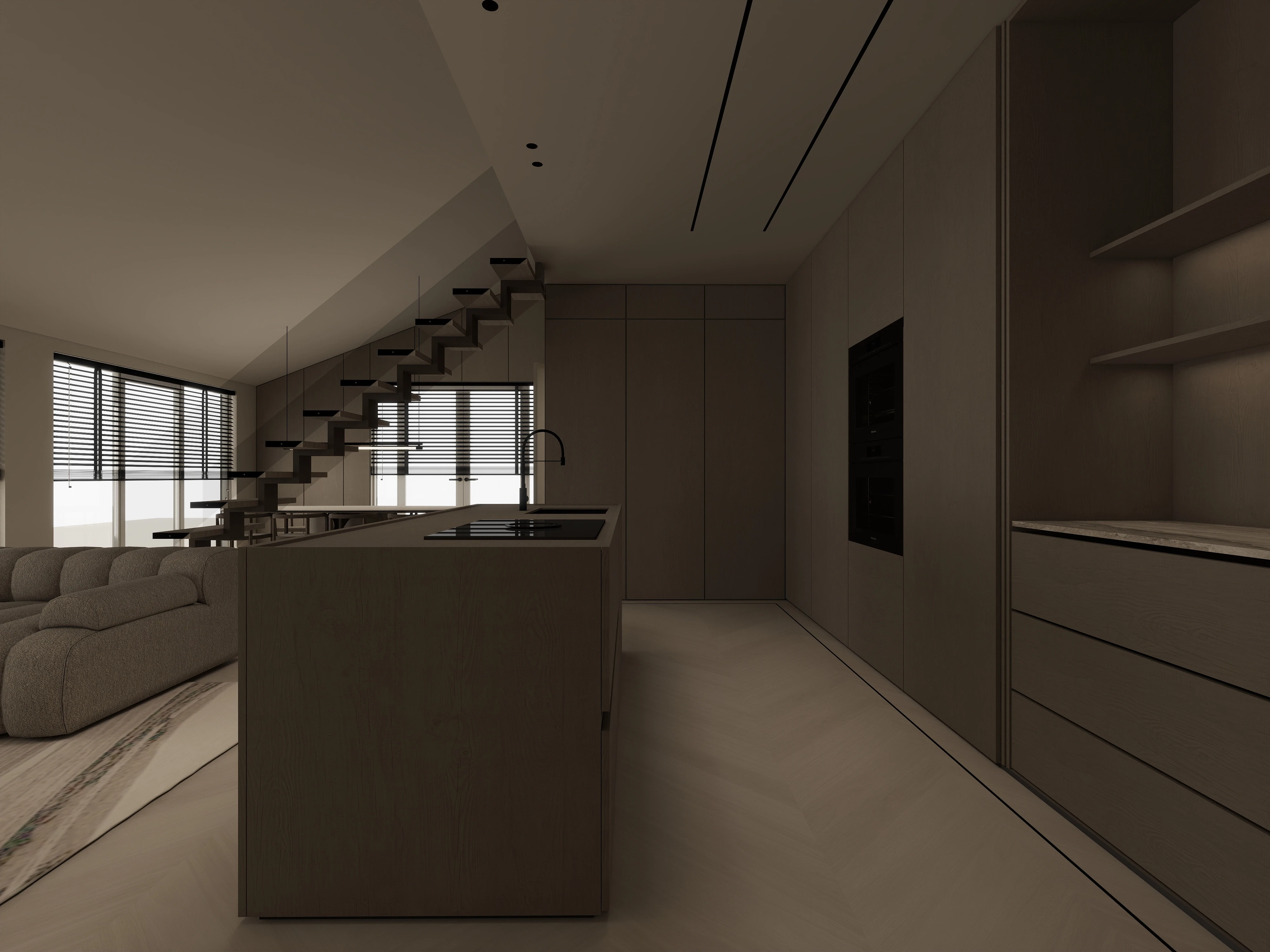 Ontwerp keuken zijaanzicht