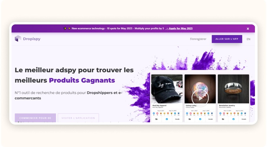 Dropispy homepage screenshot
