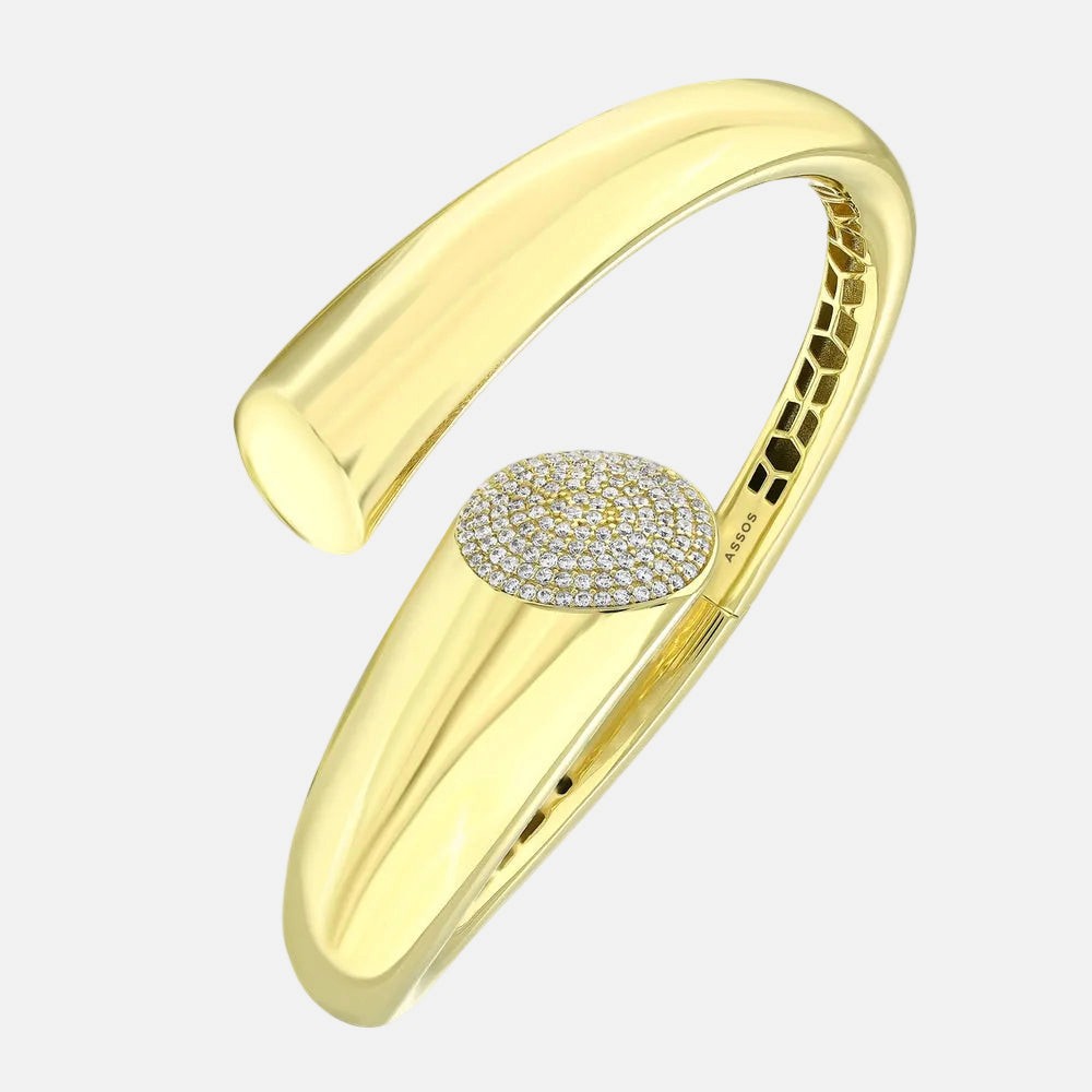 Assos Pırlanta 14 Ayar Altın Tasarım Kelepçe Modern Bilezik Modeli