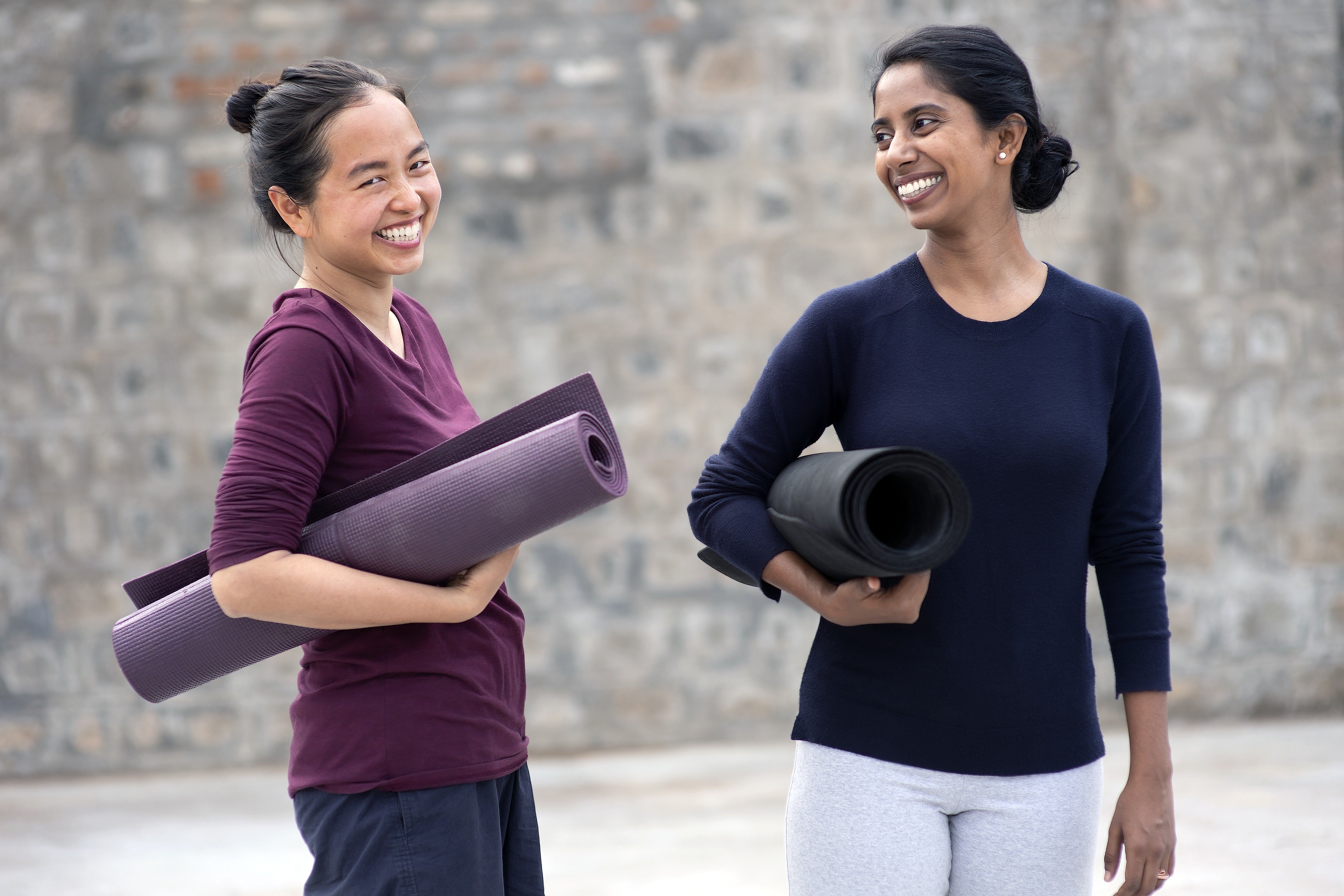 Asian woman enjoying sun outside