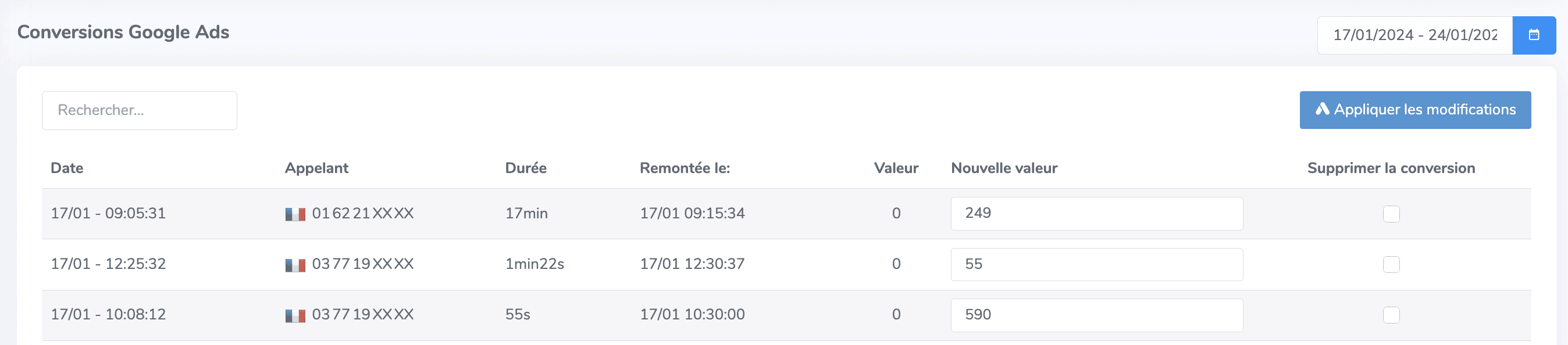 Valeur de conversion