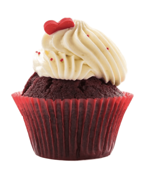 red velvet cupcake on white background