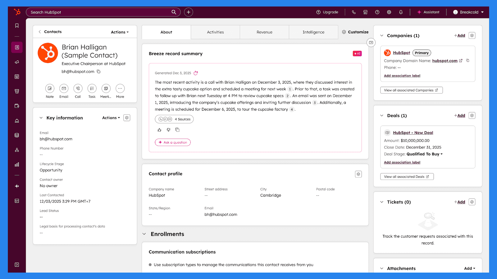 Key Features of HubSpot Sales Hub: Contact & Deal Management