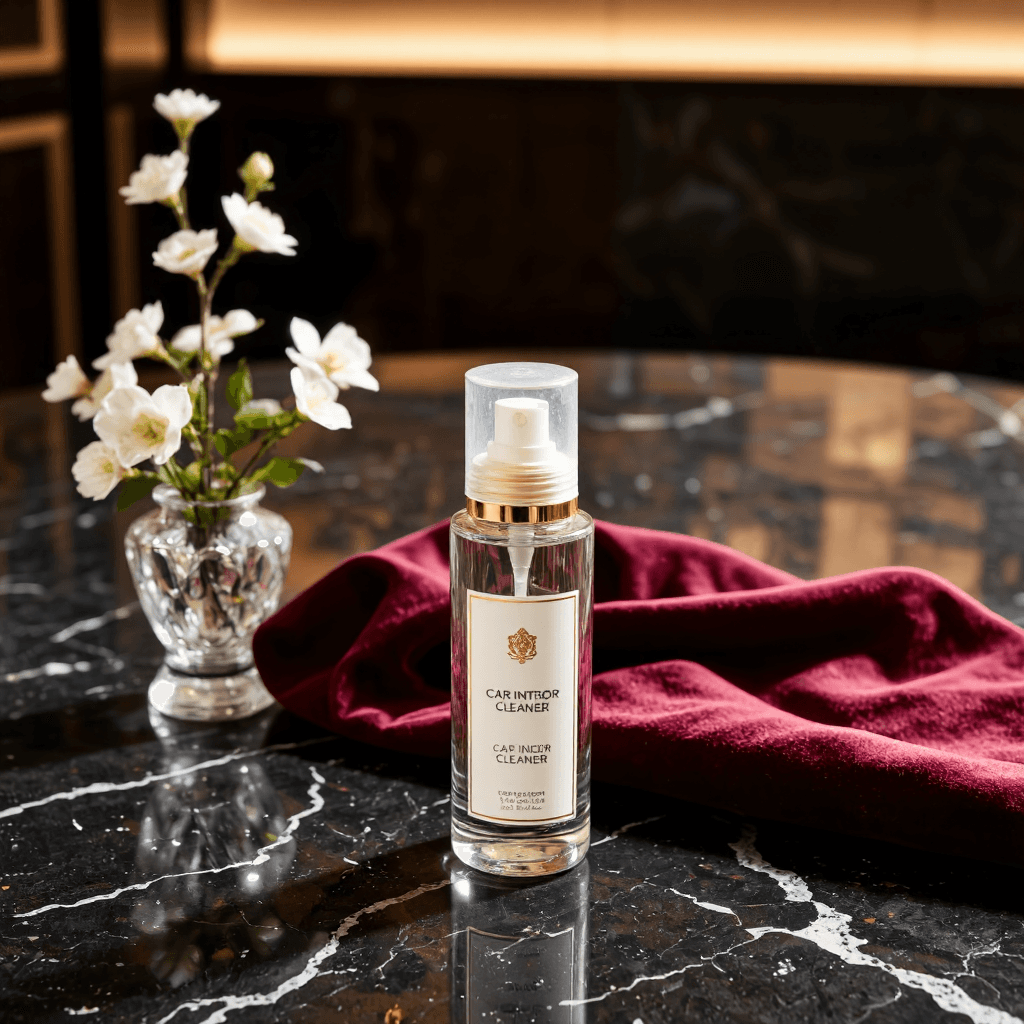 product photography of bottle of car interior cleaner