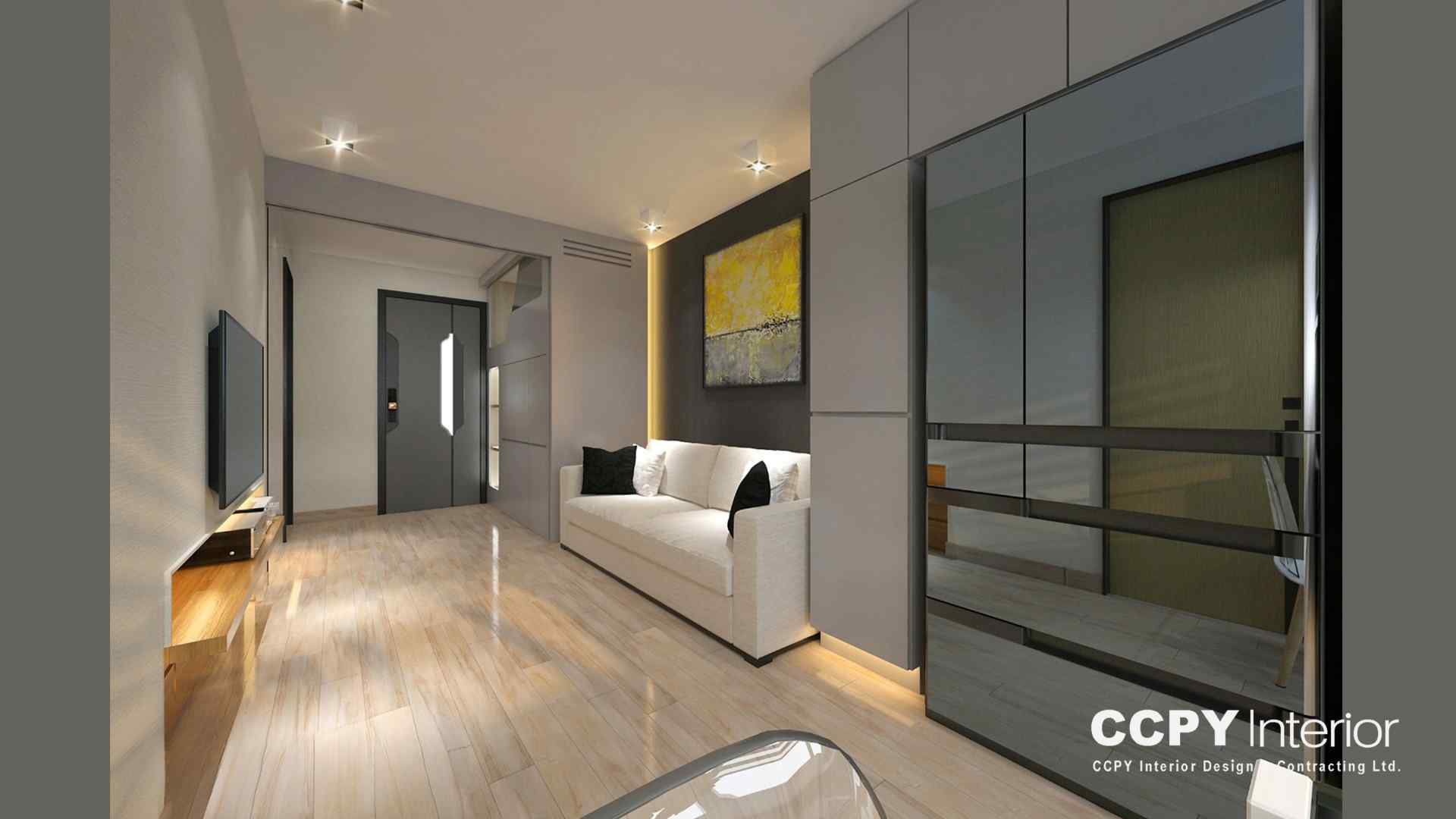 A minimalist fireplace with striking black marble veins integrated into a sleek media wall within a Mount Pavilia luxury house interior.