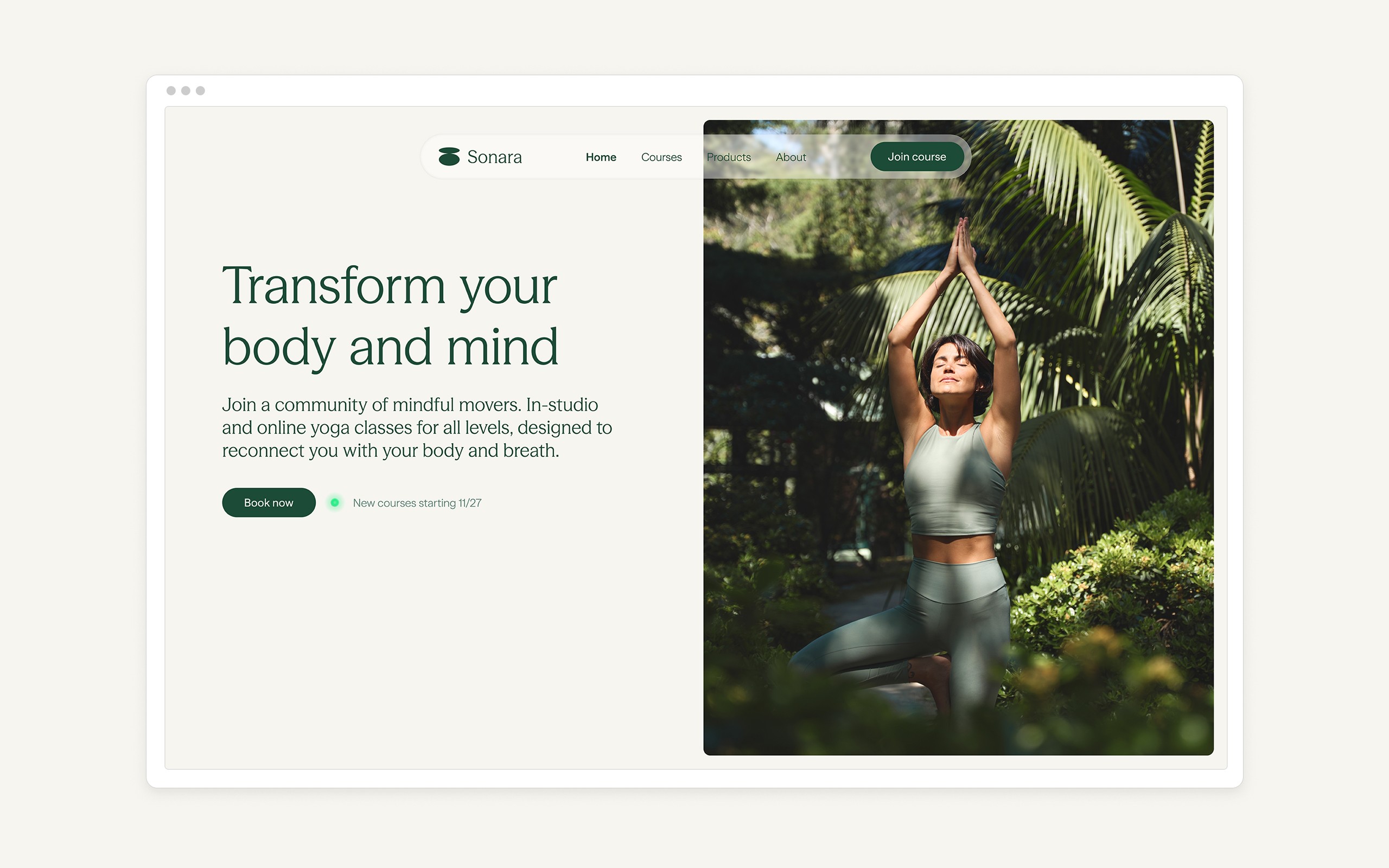 Sonara yoga studio website