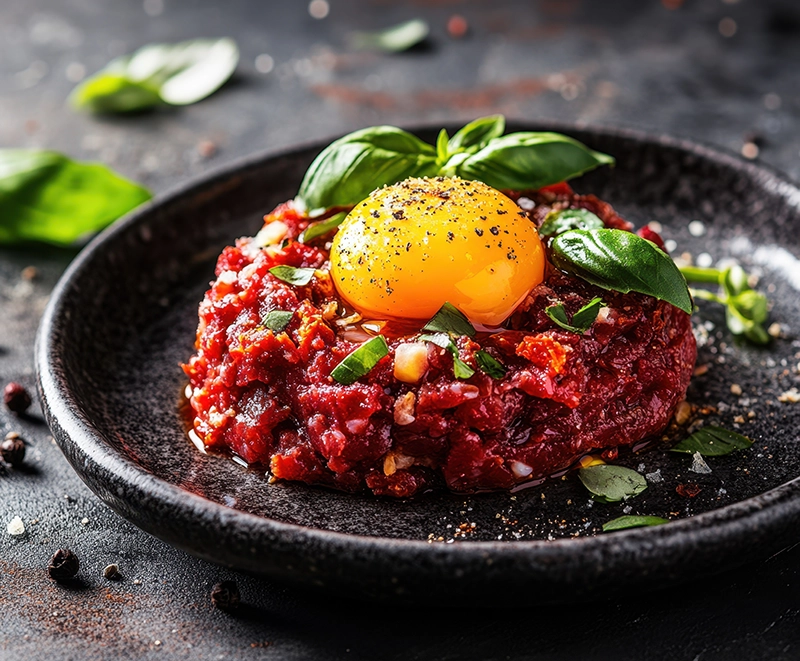 Tatar z suszonych pomidorów z Musztardą Sarepską Konik