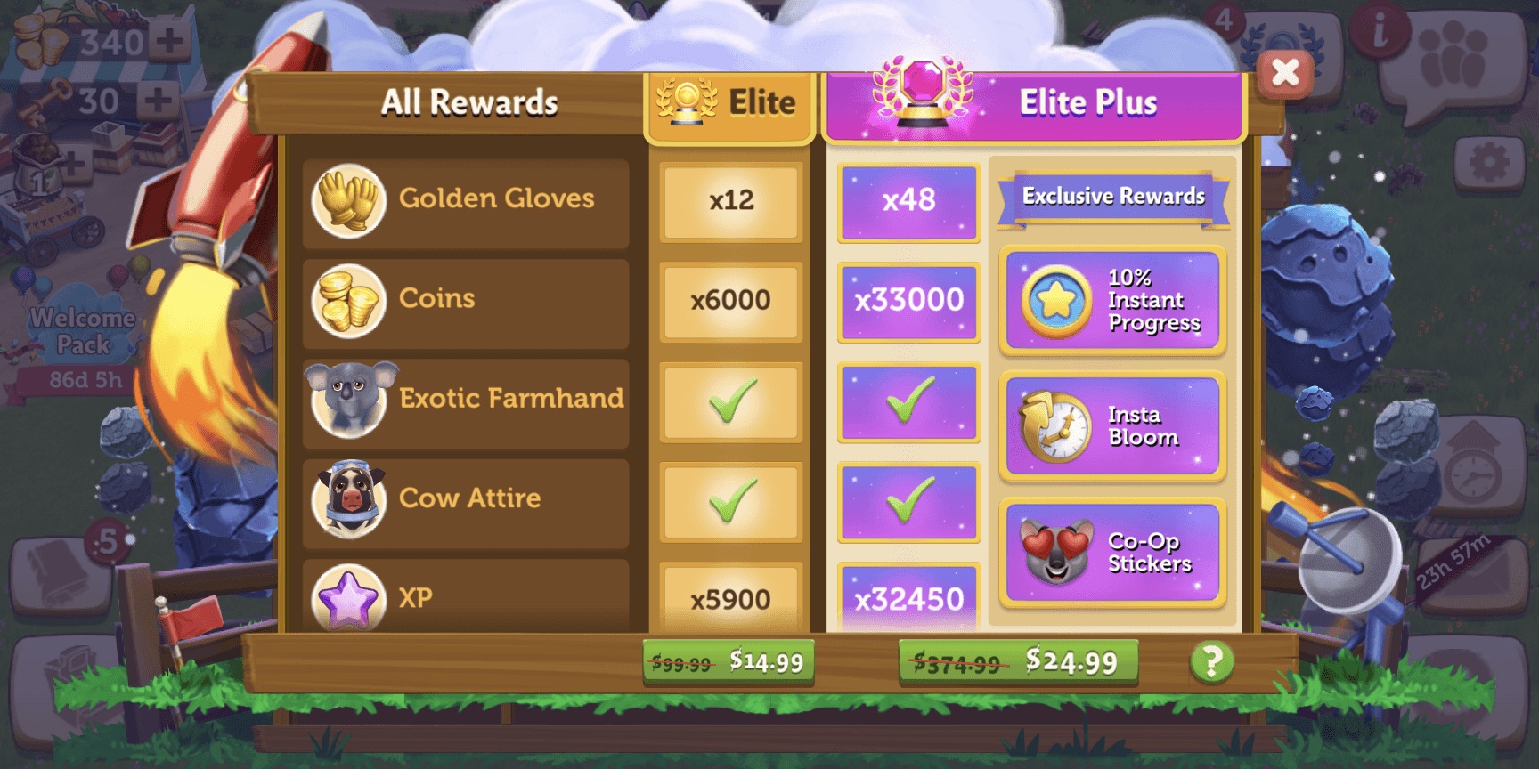 Every reward, side by side