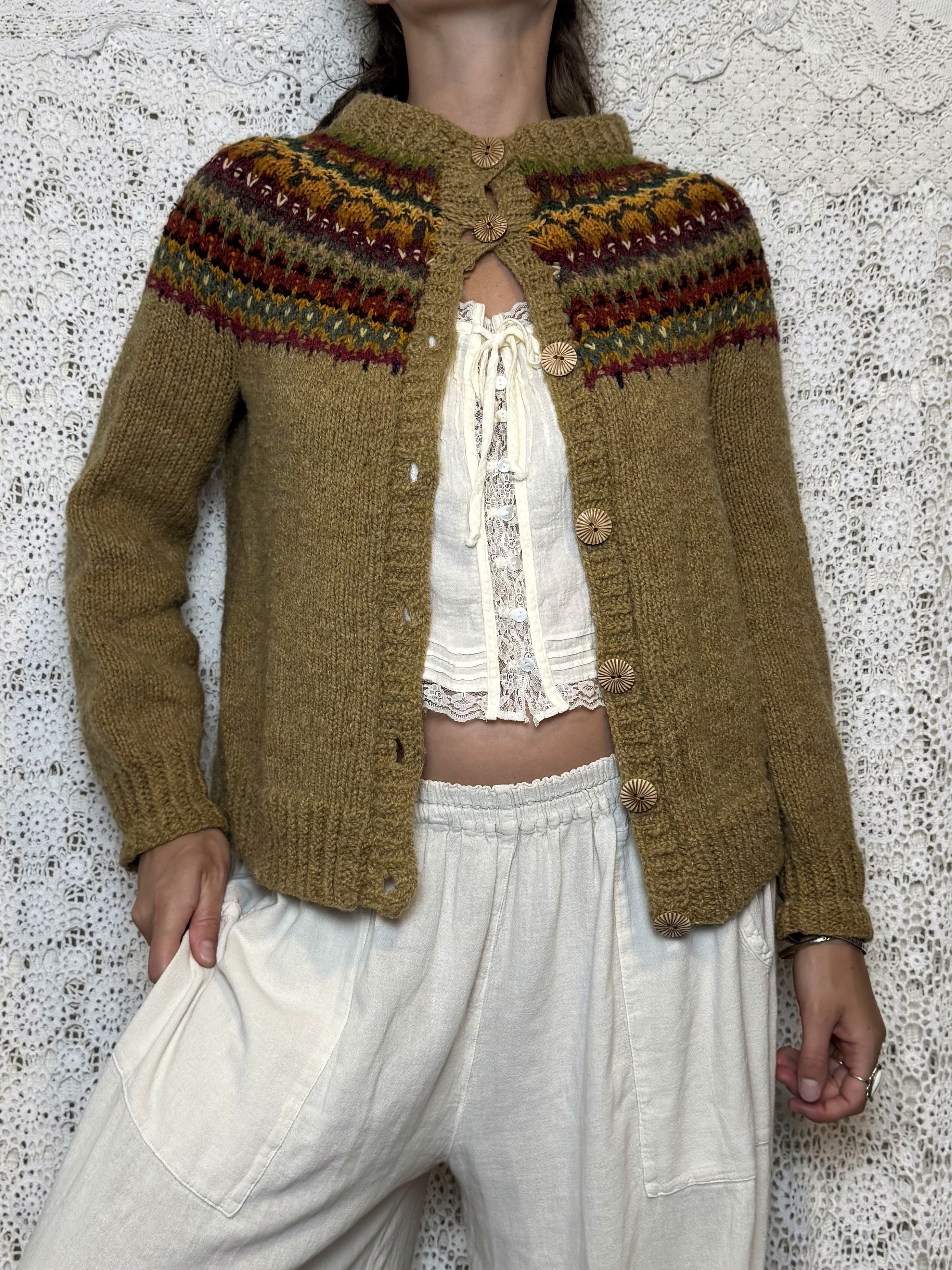 vintage multicolored button down cardigan sweater