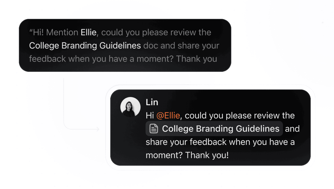 ClickUp Brain MAXは、メモを数秒で明確で実行可能なタスクやメッセージに変換します。