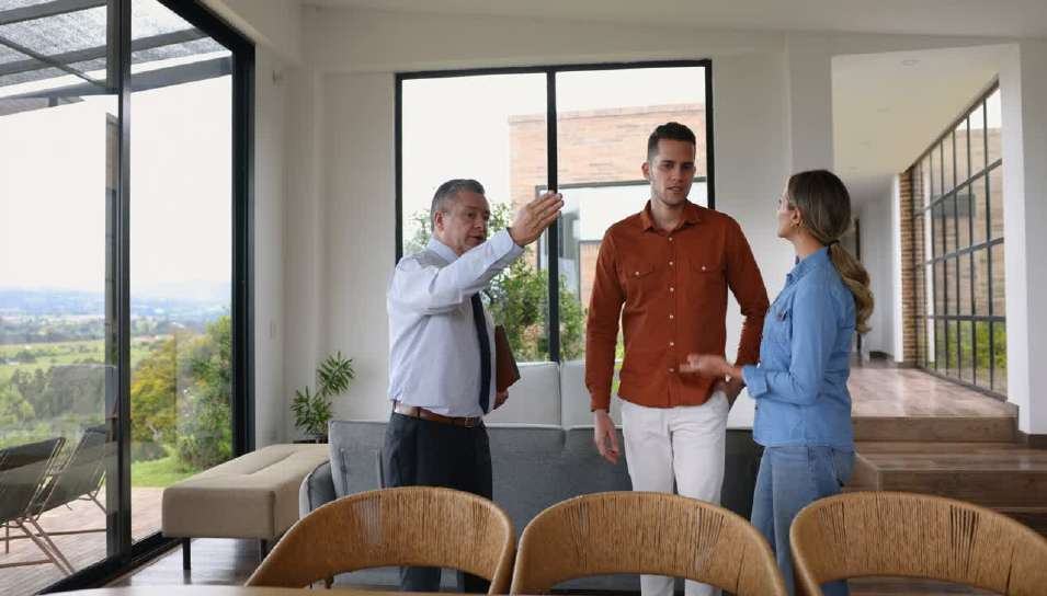 Colleagues meeting in a bright office