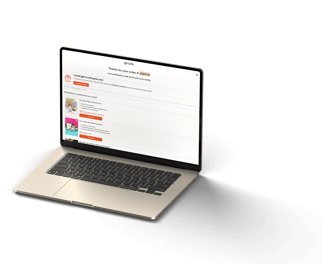 Laptop displaying Sovendus Checkout Benefits product screen