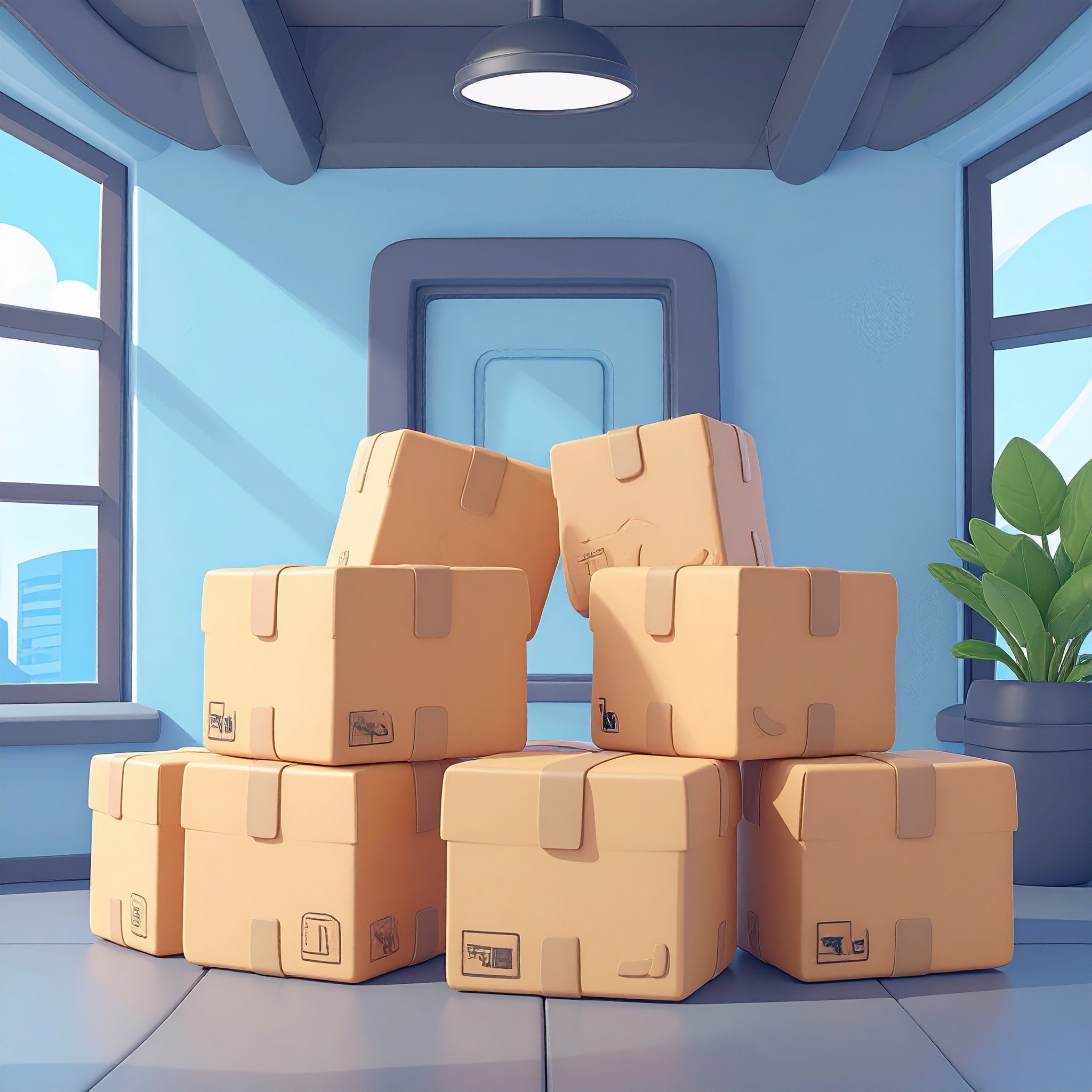 Kartons bei einer Geschäftsauflösung durch Entrum