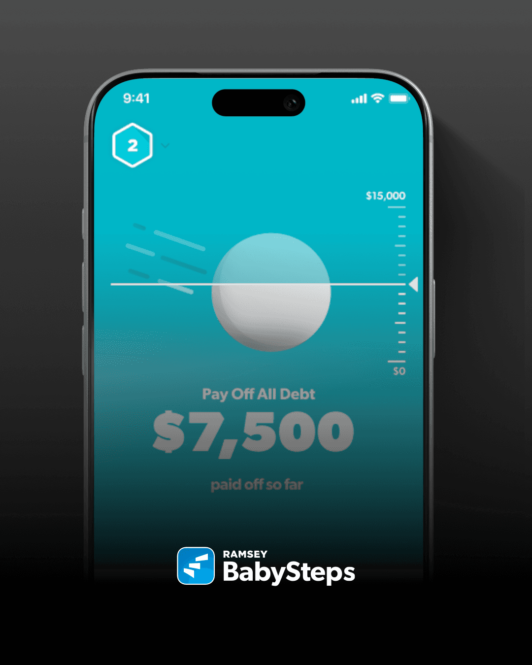 image of baby steps app showing progress paying off debt