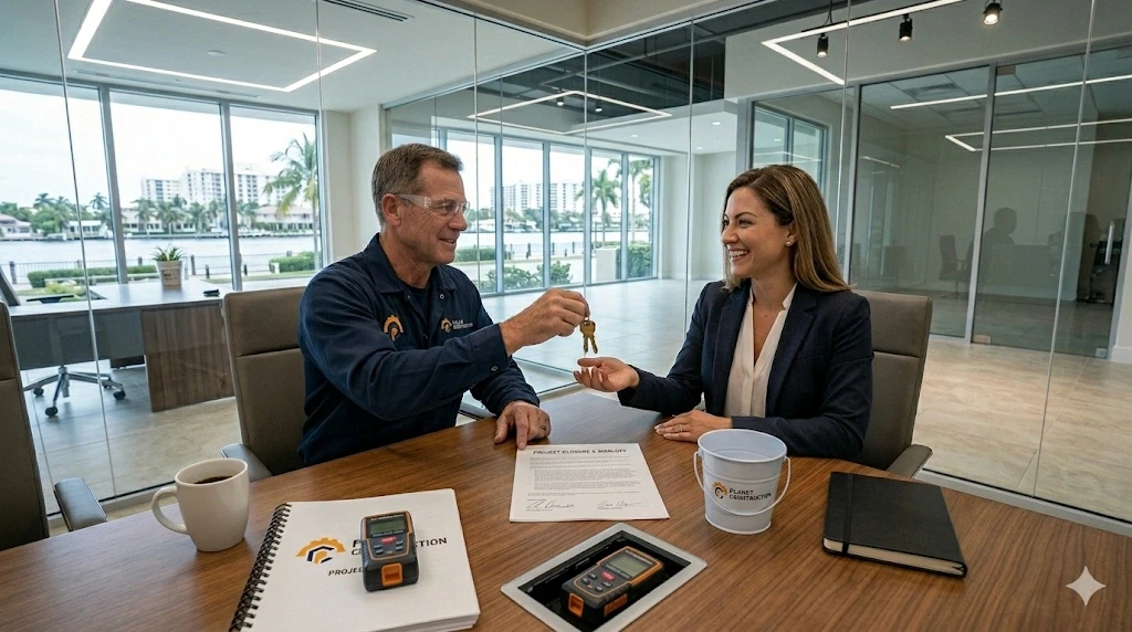 Commercial construction completed handover Fort Lauderdale client Planet Construction Step 4