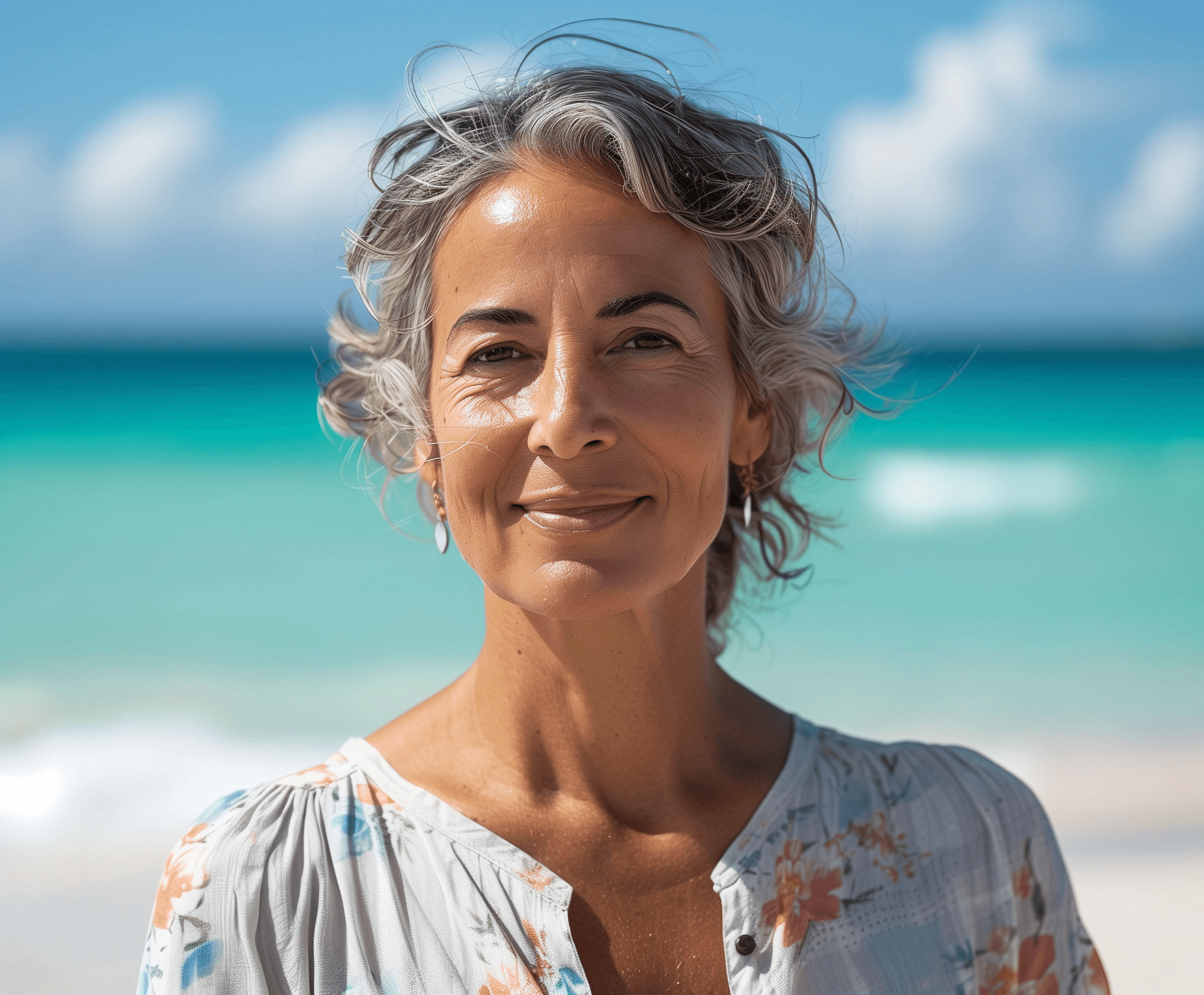 Old lady at a beach