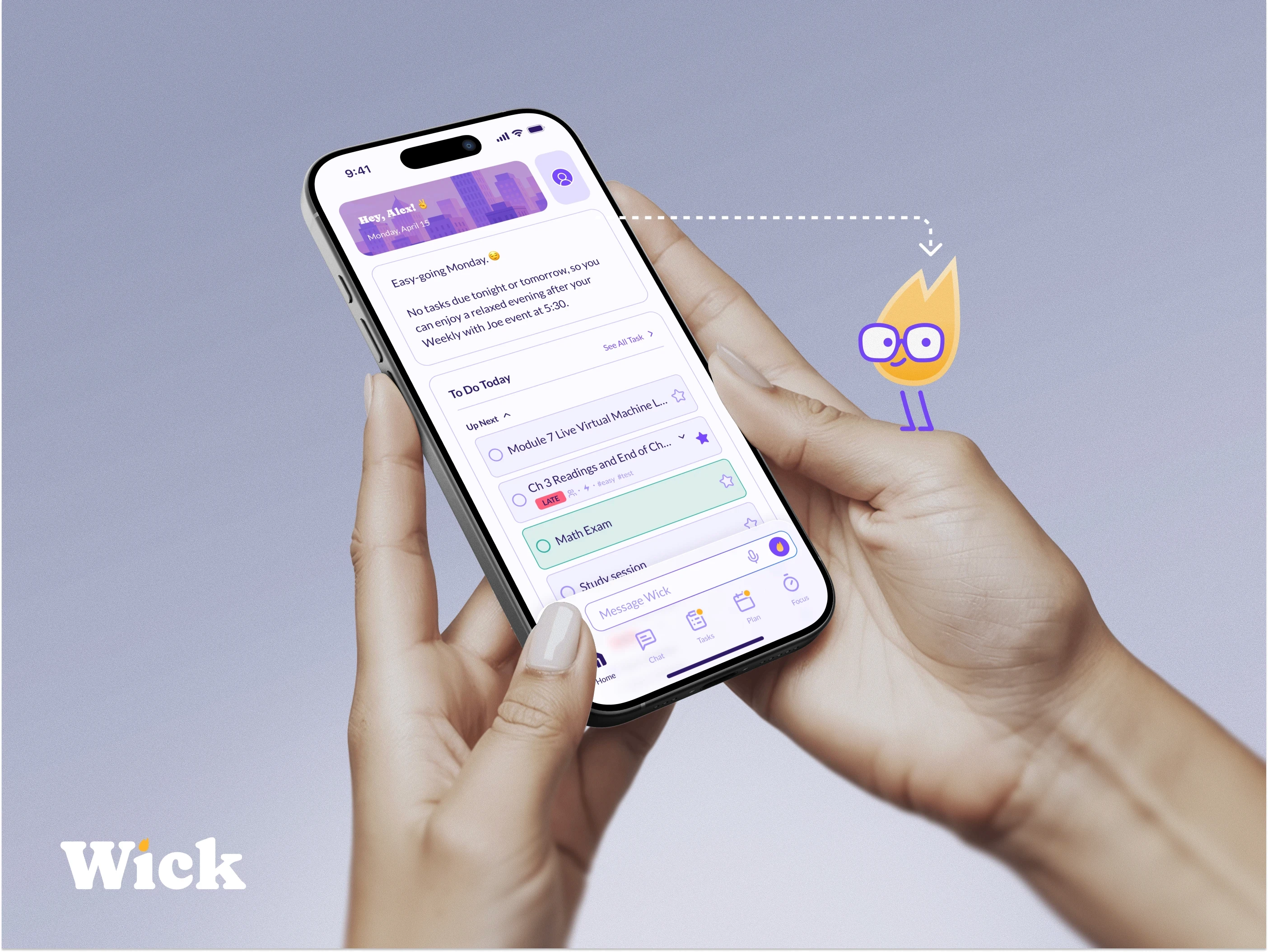 Wick AI study companion app interface
