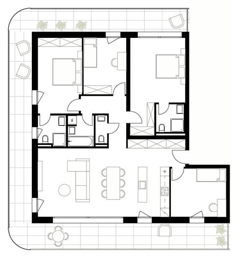 Plan de l'appartement — lot 4.5 (5,5p, 4ème)