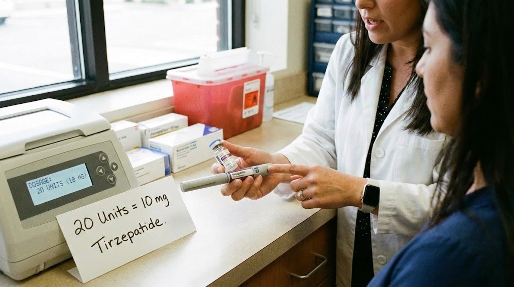 How many mg is 20 units of tirzepatide