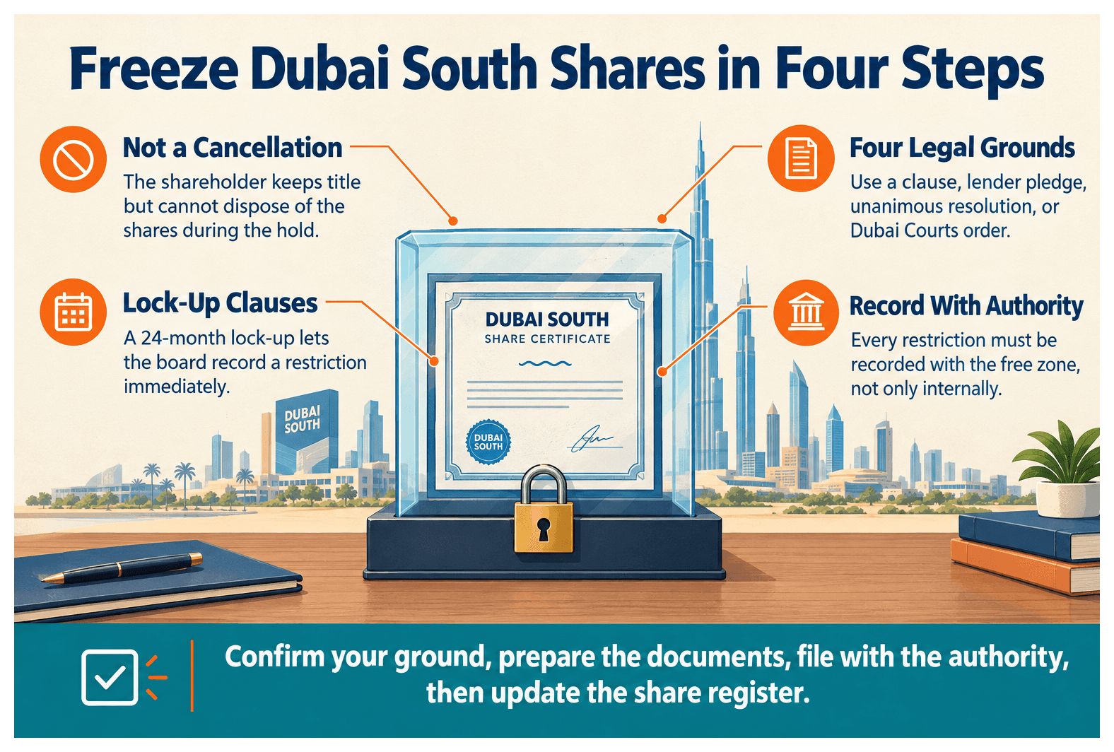 Infographic: How to Freeze Shares in a Dubai South Company
