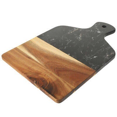 Marble and acacia wood chopping board with handle