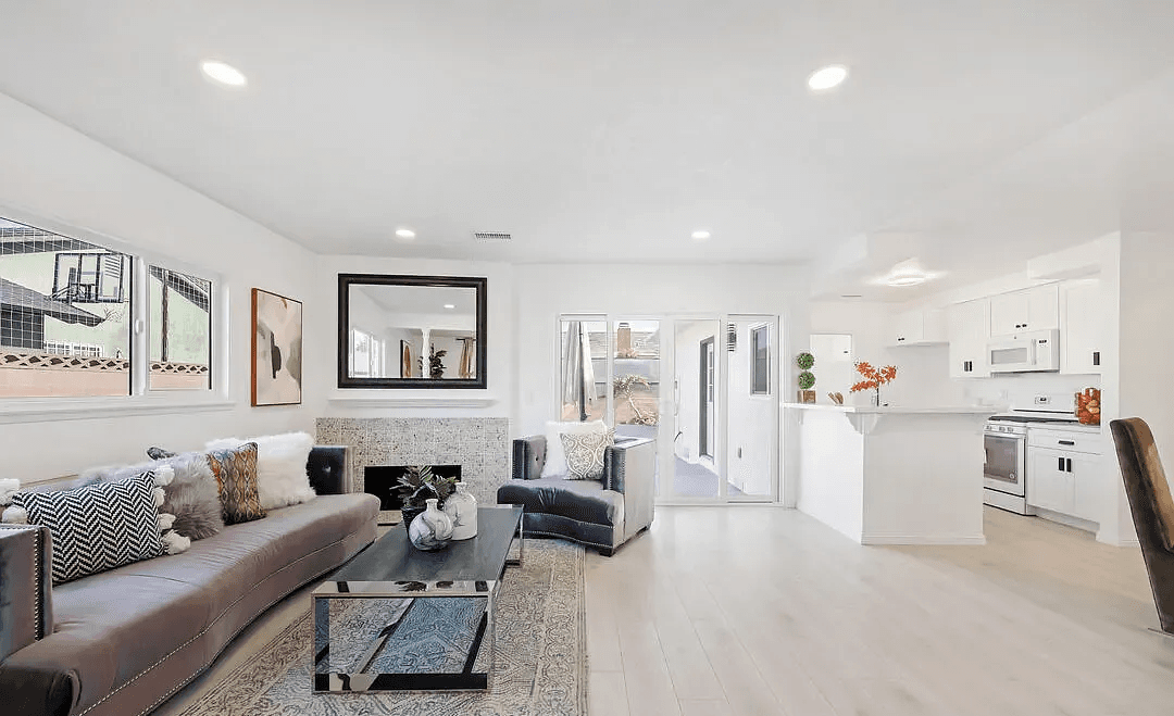 two brown wooden stools