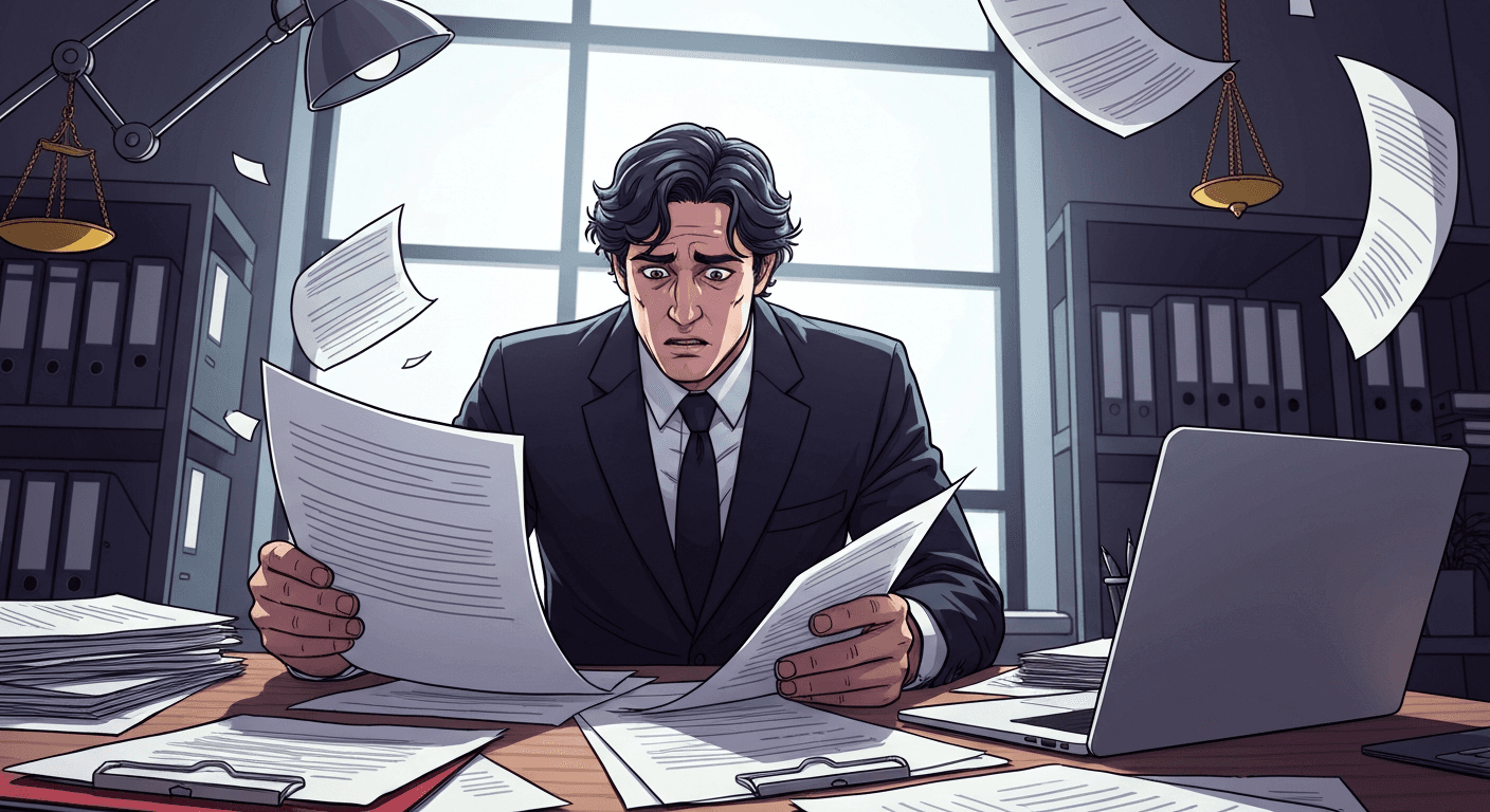 Worried businessperson with legal papers