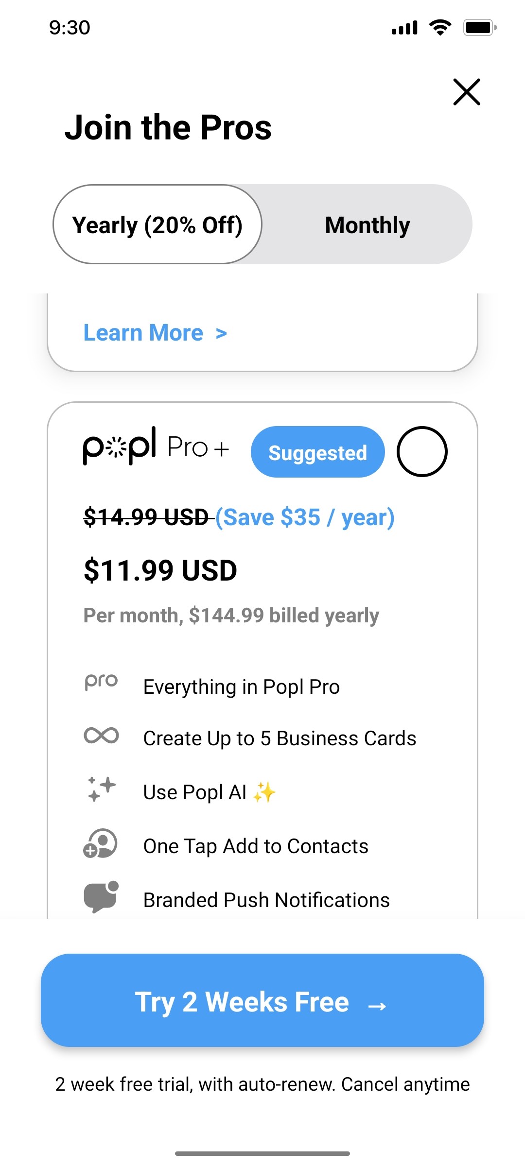 Popl Learn More Screen
