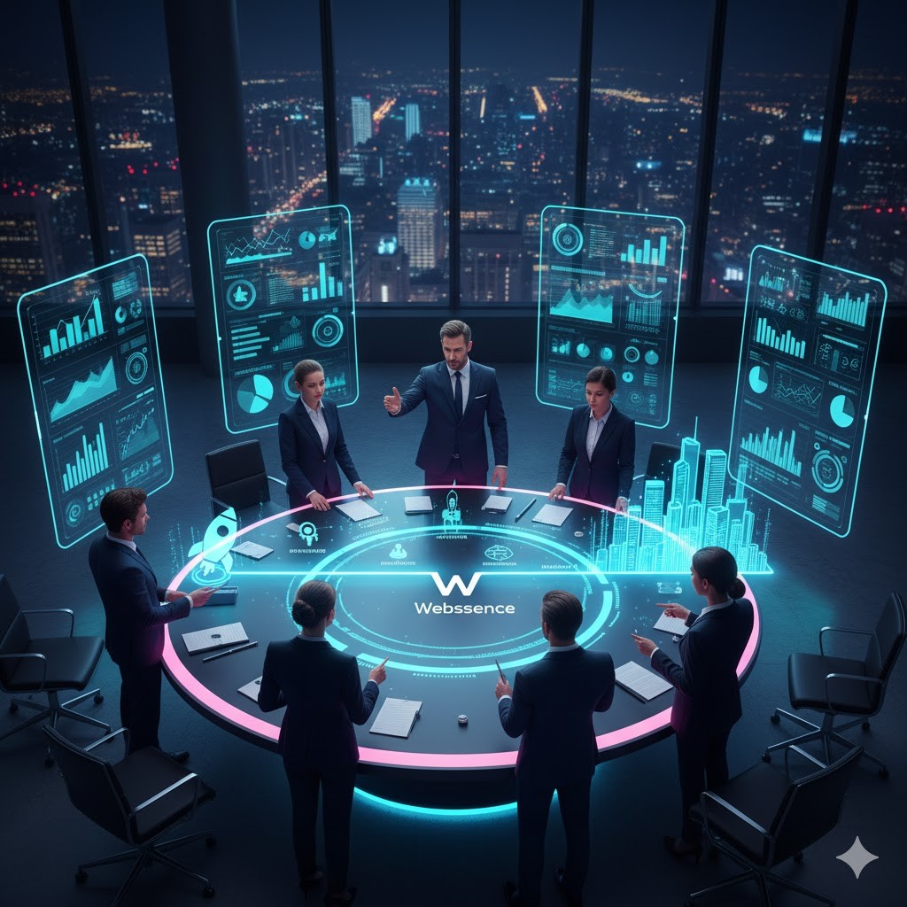 A person working on their home office desk with their headphones on. The lighting is dark with subtle,soft lights coming from a lamp