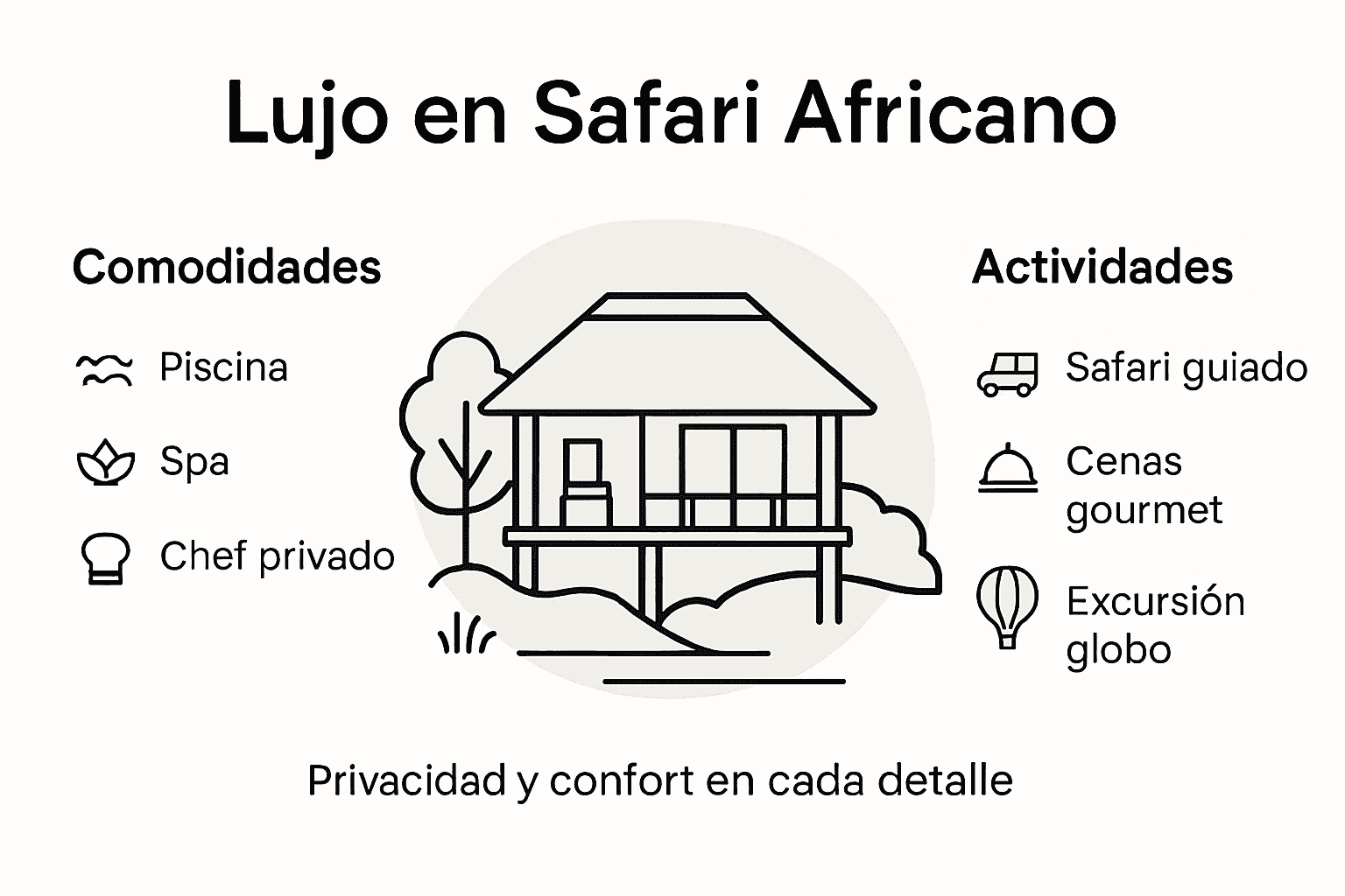 Infografía: experiencias de lujo y aventuras exclusivas en safaris