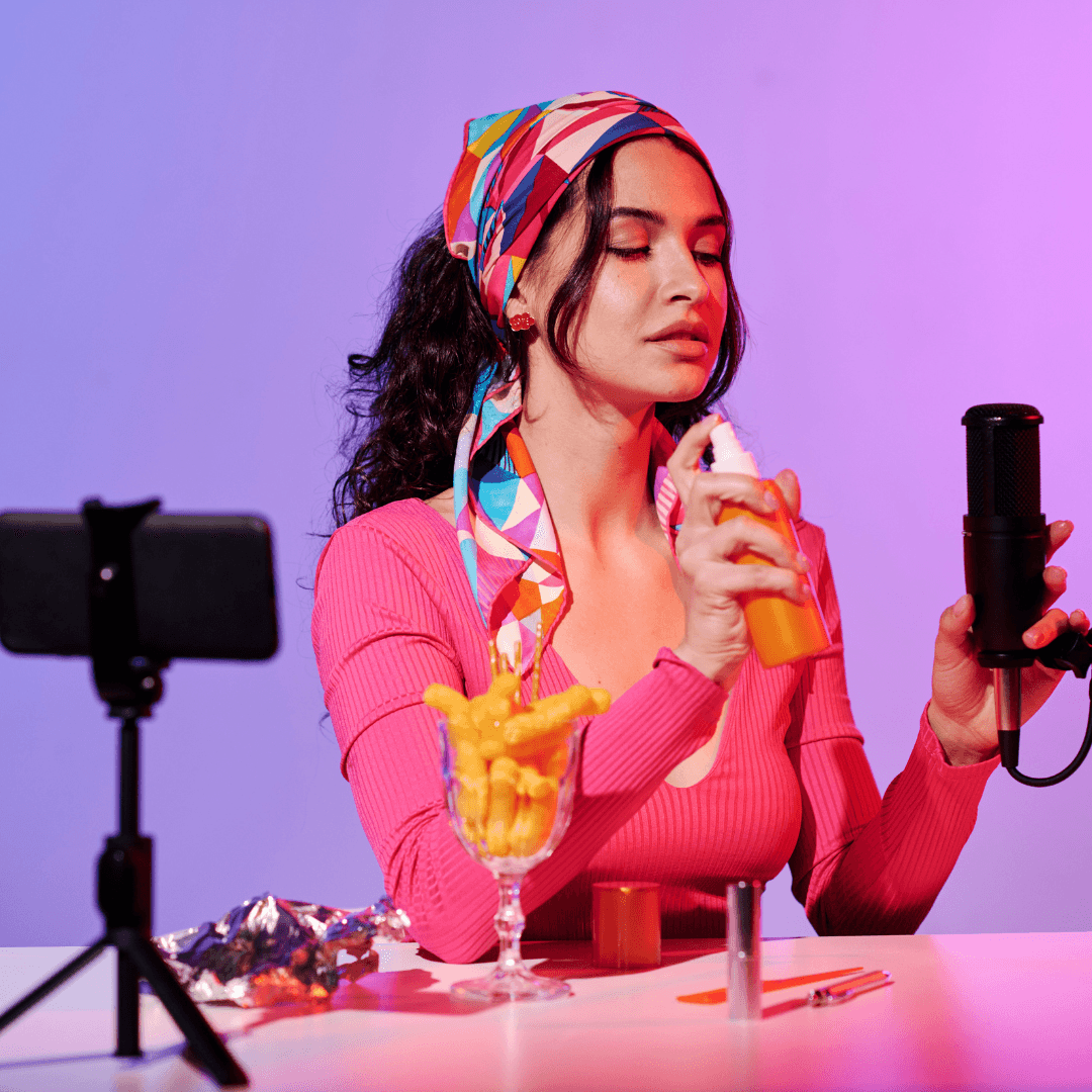 Woman using Instagram stories to build connection.