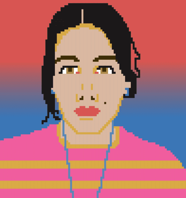 a blurry photo of a person standing in front of a wall