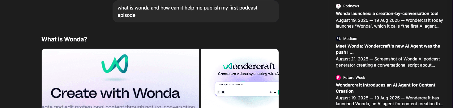 Wondercraft metioned on chatgpt with medium as a source
