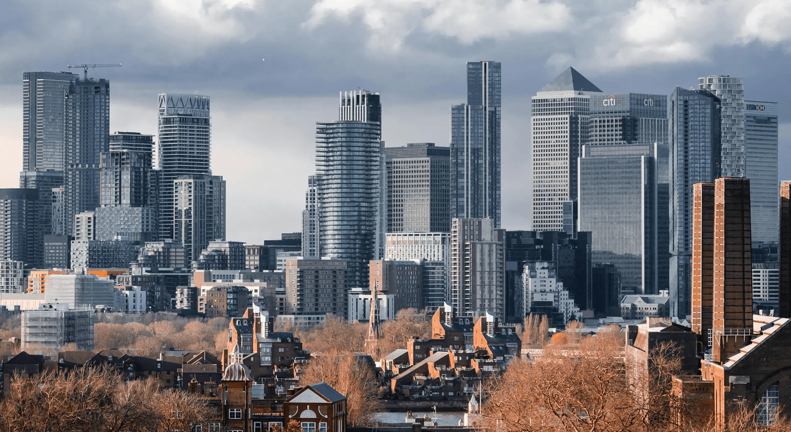 Modern city skyline and skyscrapers.