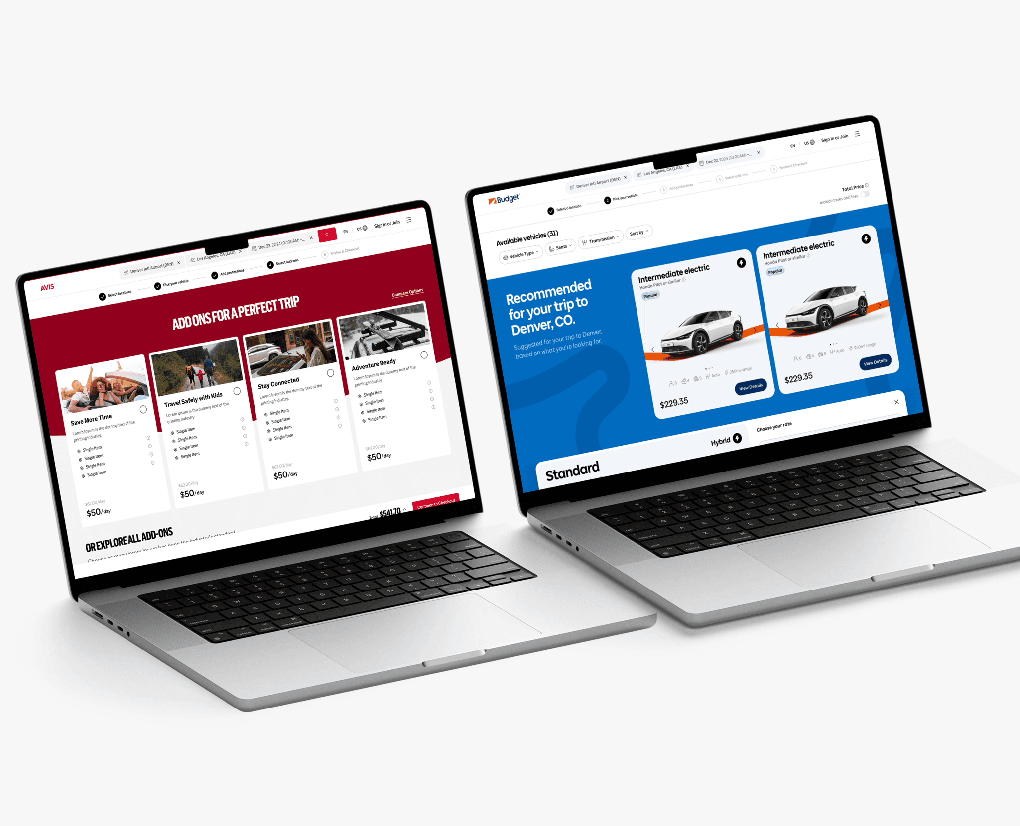 Mockup of Avis Website