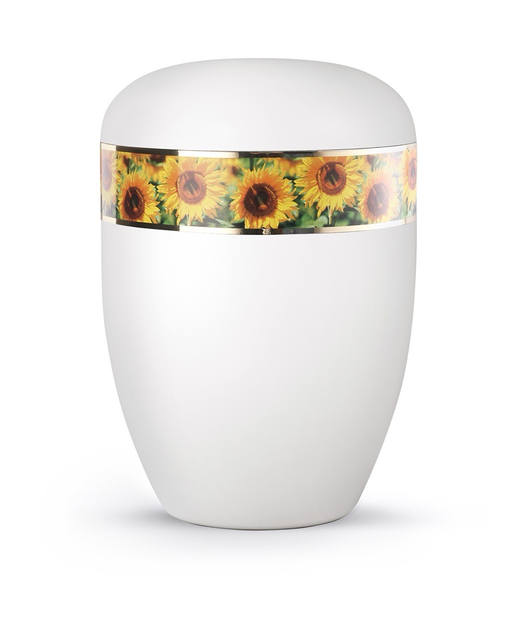 Urne 2/18FW: Edition 360°, weiß satiniert, Sonnenblumen