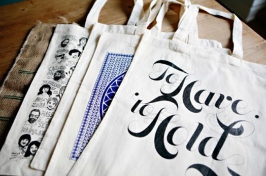 Tissue bags with different pattern designs and fonts on them.