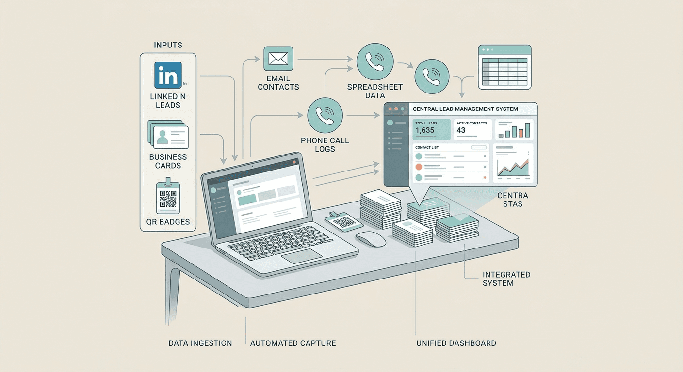 Centralizing business contacts from multiple sources into one system