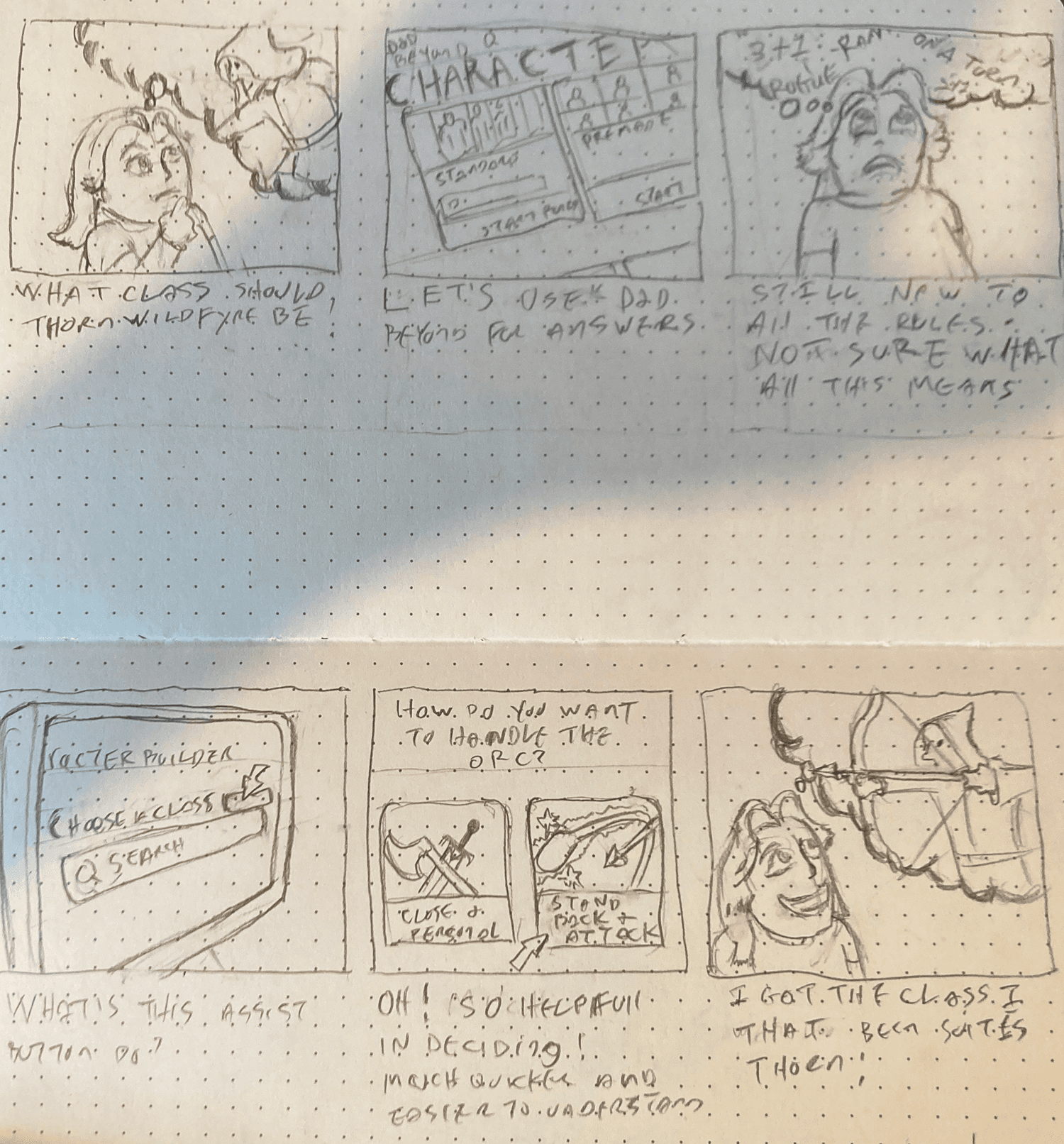 Storyboards for issues on selecting a class.