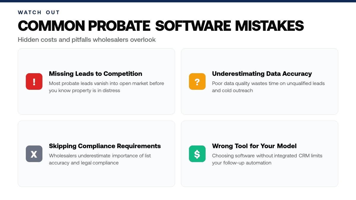 Best Probate Lead Software for Wholesalers 2026 — warning-callouts
