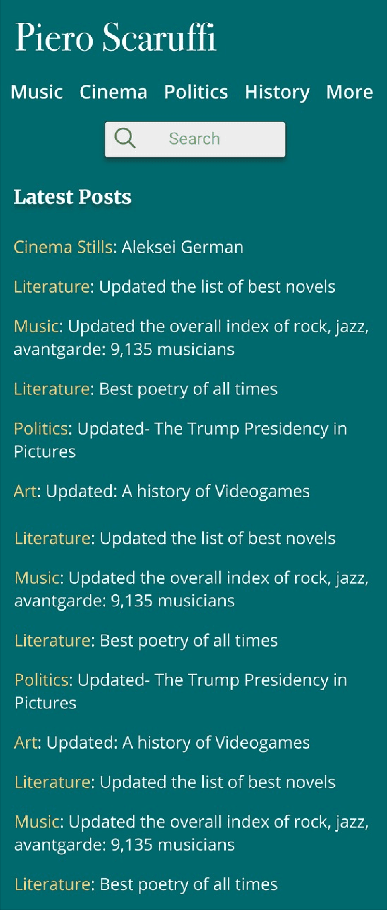 image of the mobile version of my redesign of the “latest posts” page