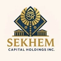 SEKHEM Capital Holdings Inc. logo featuring a stylized golden pyramid with an Egyptian eye symbol at the top, flanked by classical building structures, with the brand name 'SEKHEM' in gold and 'Capital Holdings Inc.' in navy blue text below.