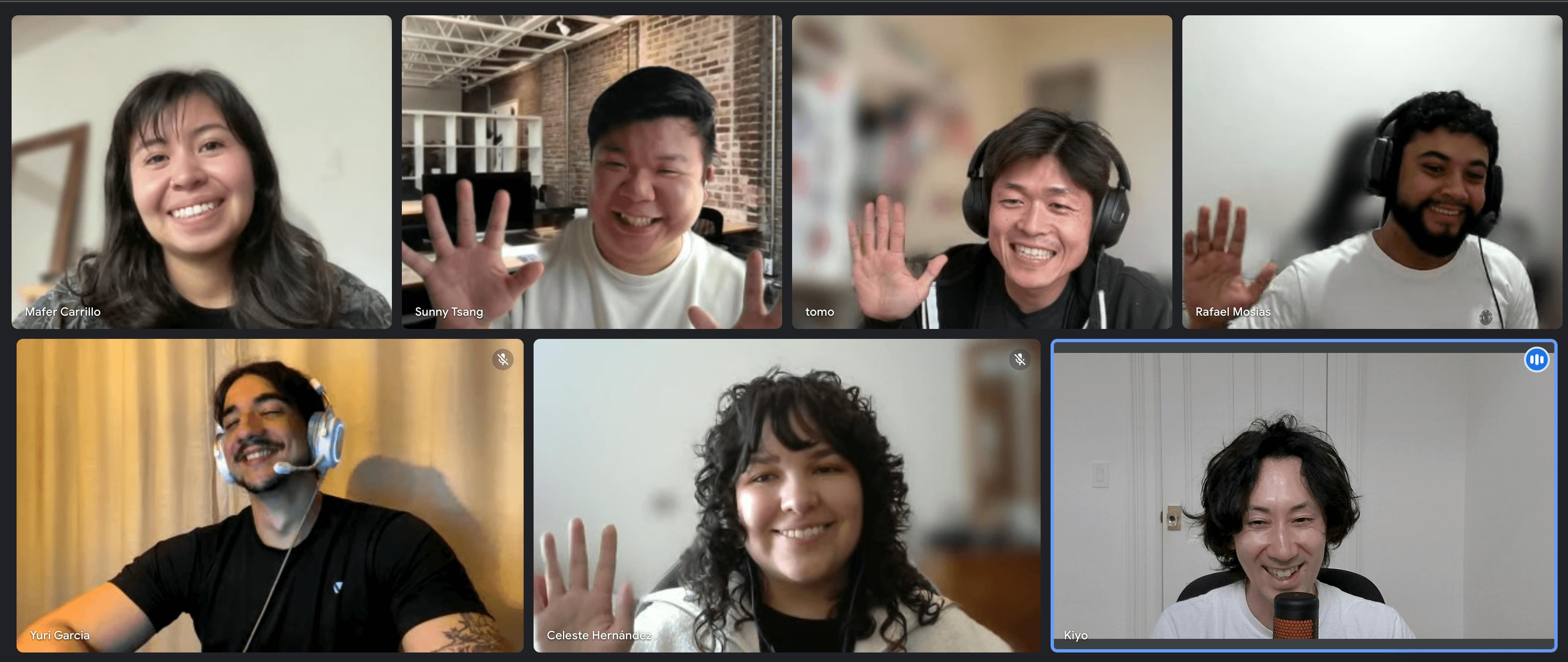 A zoom call of 7 remote people in a company's team