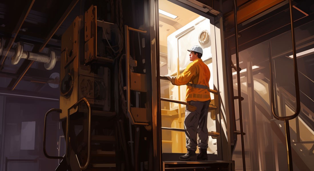 Monteur repareert lift