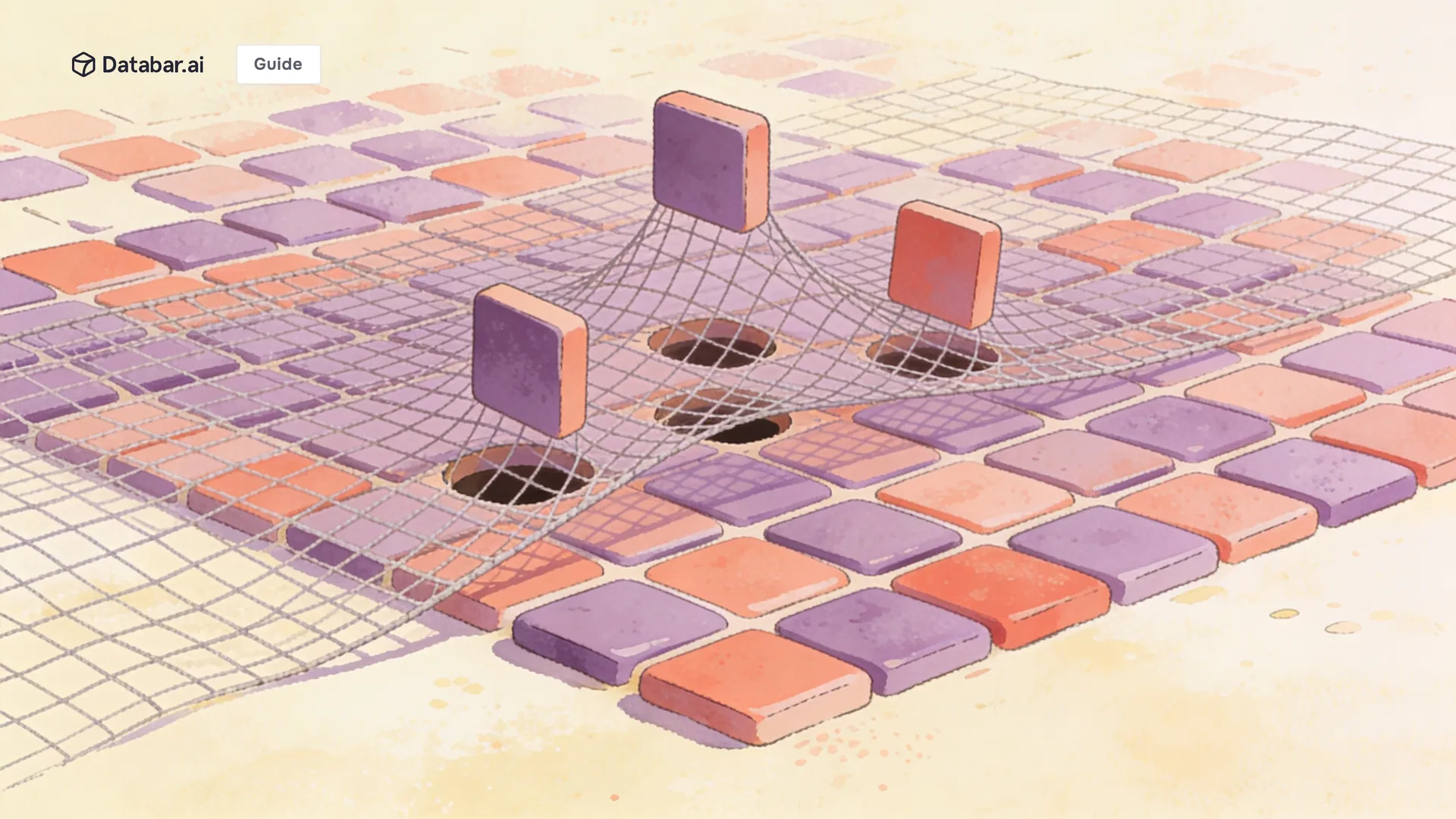 Illustration of a dense grid of tiles with a mesh laid over it and a few selected tiles rising through — People Search API: Build Better Lead Lists Without Manually Scanning LinkedIn